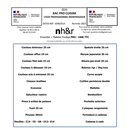 Mallette BAC PRO cuisine