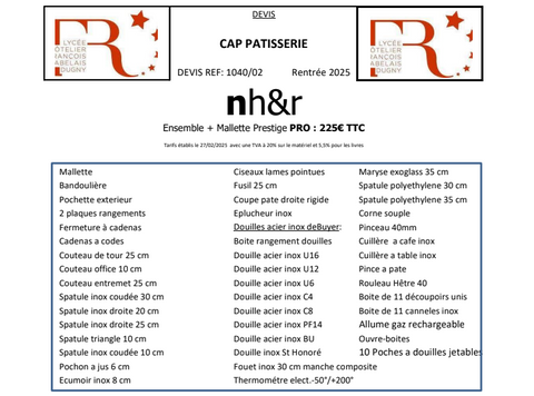 Mallette CAP pâtisserie